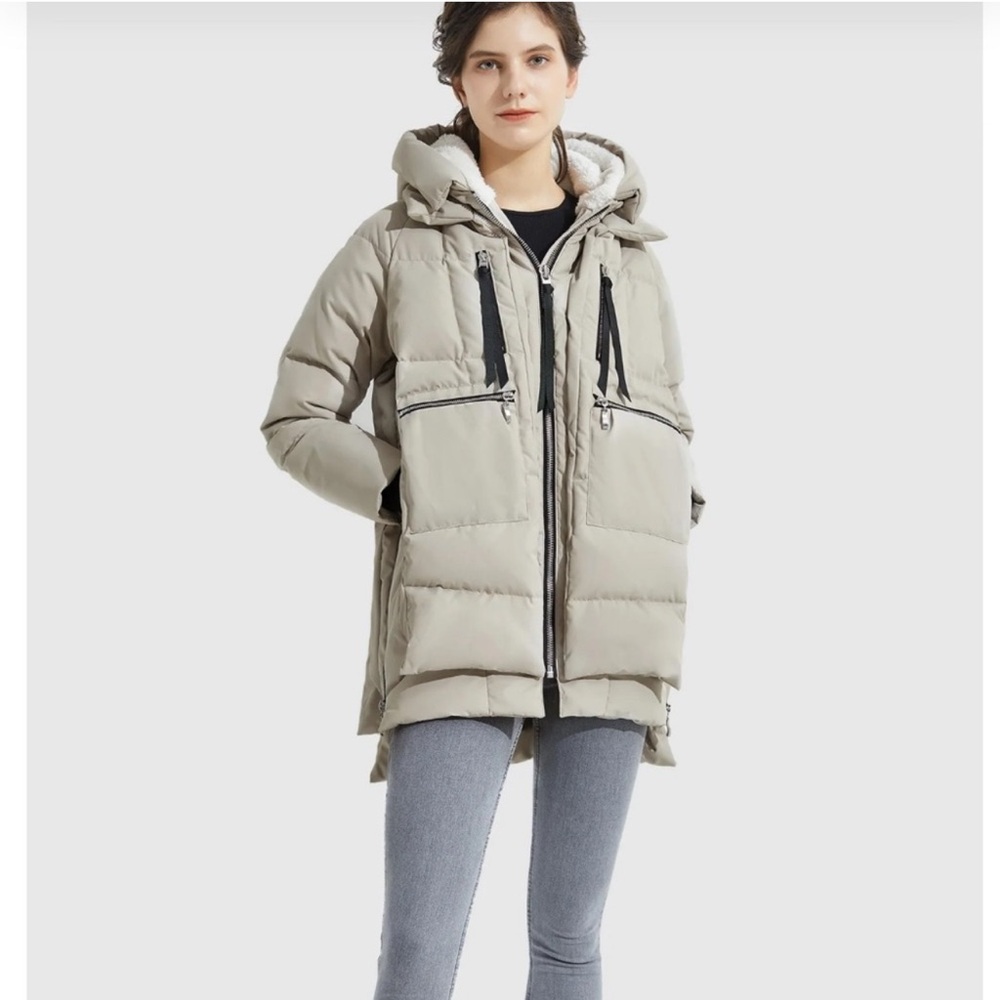 Orolay Women's Beige Hooded Puffer Jacket